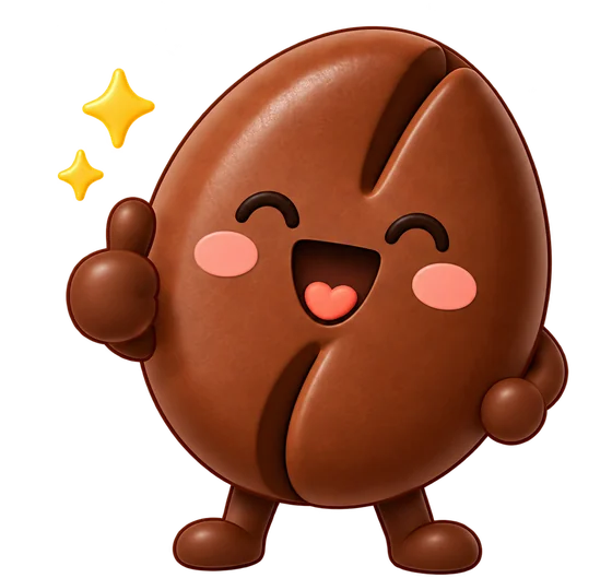 CoffeeCong coffee bean character giving a thumbs up