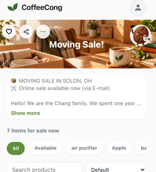 CoffeeCong app screen